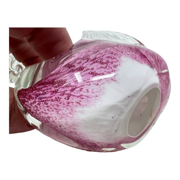 Fused Handblown Glass Swan Figurine Pink Clear Decorative Collectible Art Piece - Picture 10 of 11